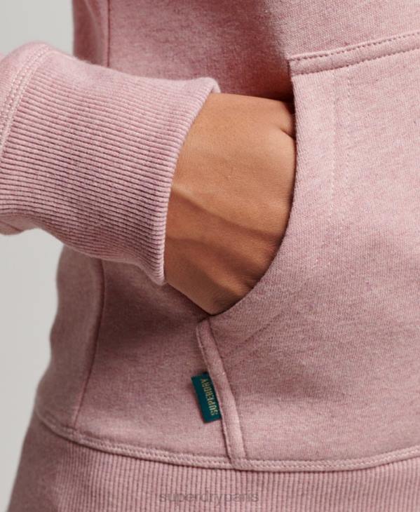 Superdry femmes sweat à capuche zippé à logo brodé D64Z3279 vêtements rose