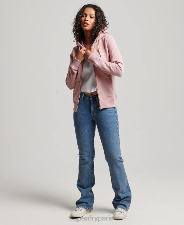 Superdry femmes sweat à capuche zippé à logo brodé D64Z3279 vêtements rose