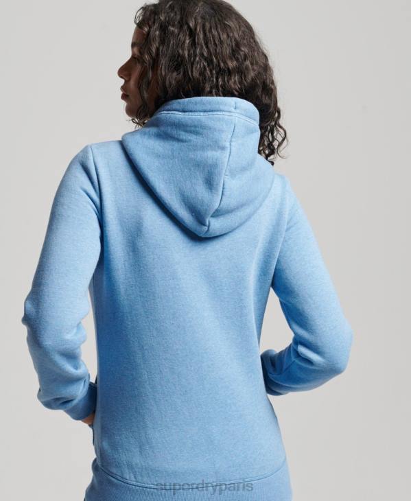 Superdry femmes sweat à capuche zippé à logo brodé D64Z3297 vêtements bleu