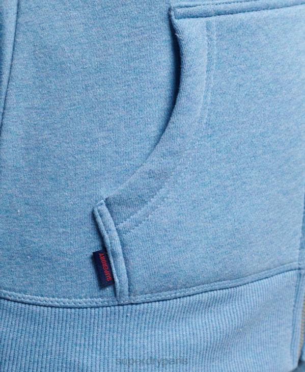Superdry femmes sweat à capuche zippé à logo brodé D64Z3297 vêtements bleu