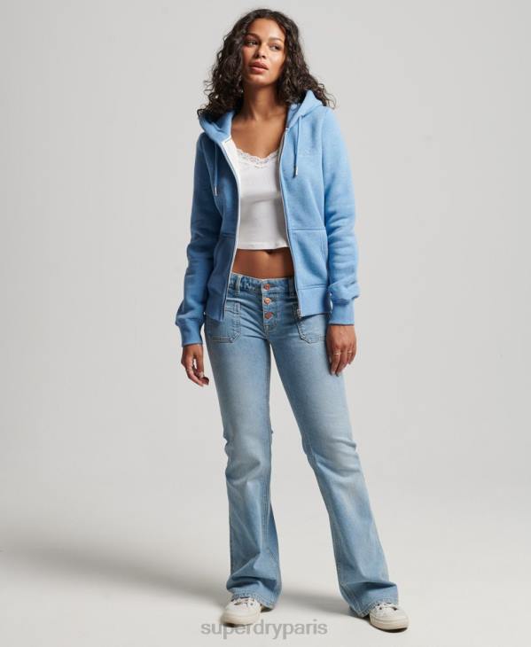 Superdry femmes sweat à capuche zippé à logo brodé D64Z3297 vêtements bleu