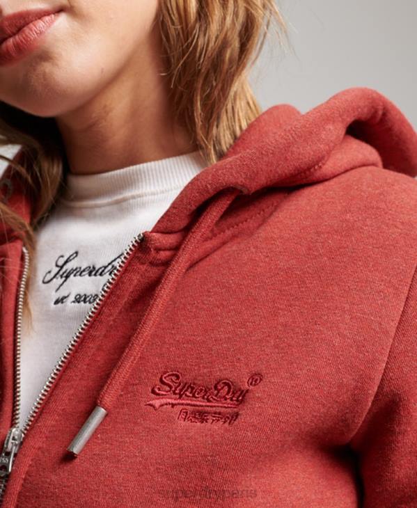 Superdry femmes sweat à capuche zippé à logo brodé D64Z3315 vêtements rouge