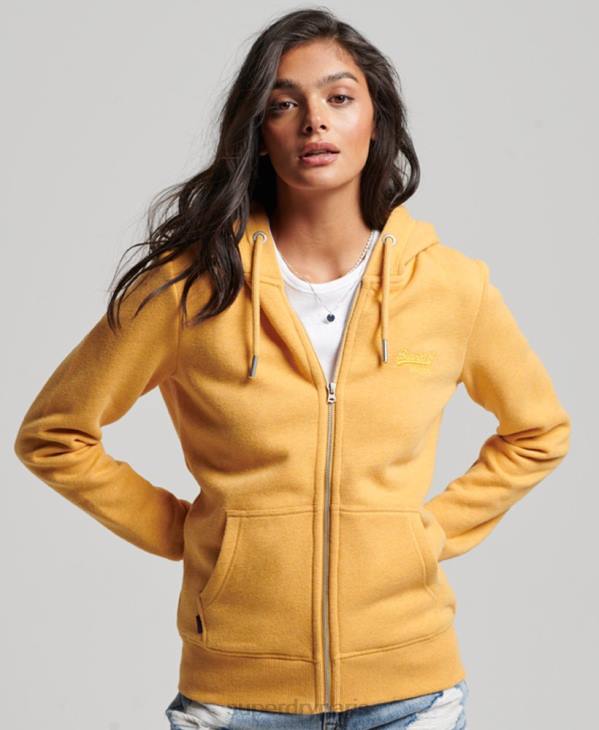 Superdry femmes sweat à capuche zippé à logo brodé D64Z3331 vêtements jaune