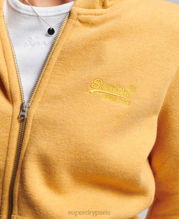 Superdry femmes sweat à capuche zippé à logo brodé D64Z3331 vêtements jaune