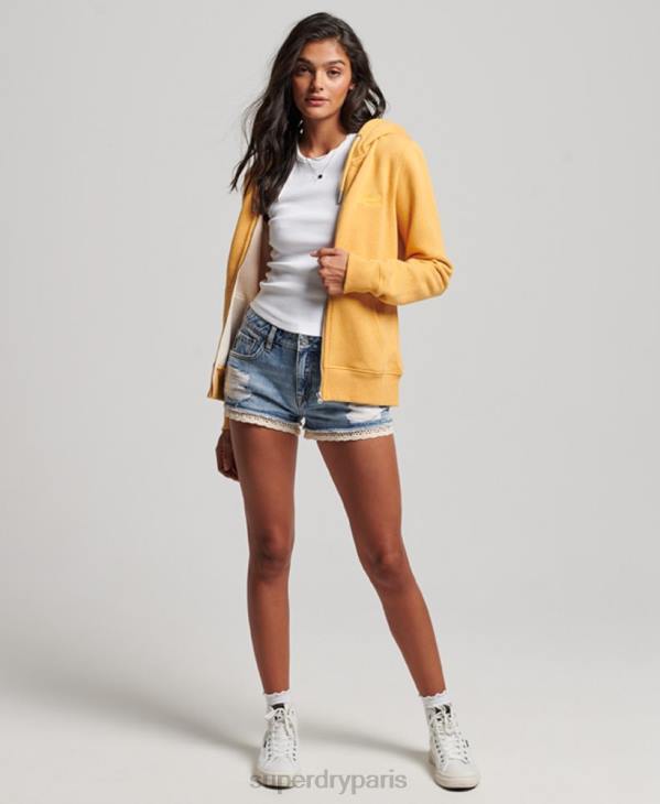 Superdry femmes sweat à capuche zippé à logo brodé D64Z3331 vêtements jaune