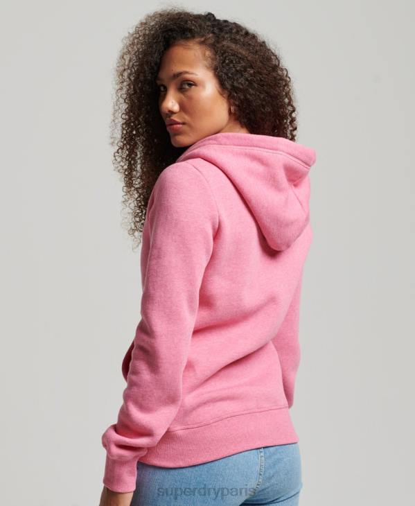 Superdry femmes sweat à capuche zippé à logo brodé D64Z3355 vêtements rose