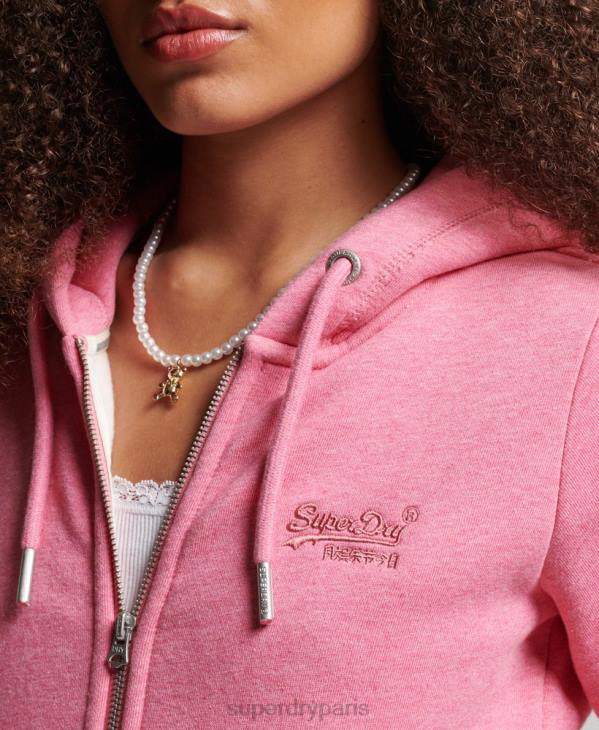 Superdry femmes sweat à capuche zippé à logo brodé D64Z3355 vêtements rose