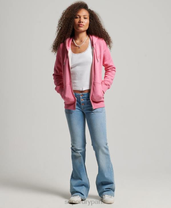 Superdry femmes sweat à capuche zippé à logo brodé D64Z3355 vêtements rose