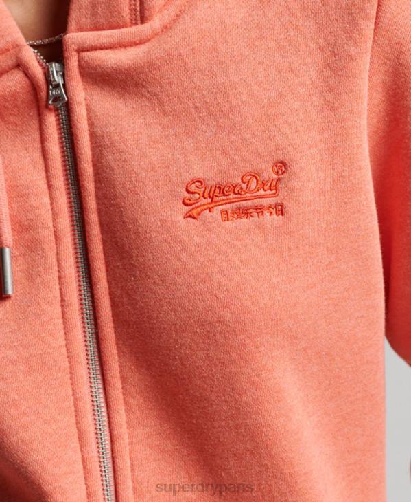 Superdry femmes sweat à capuche zippé à logo brodé D64Z3388 vêtements corail