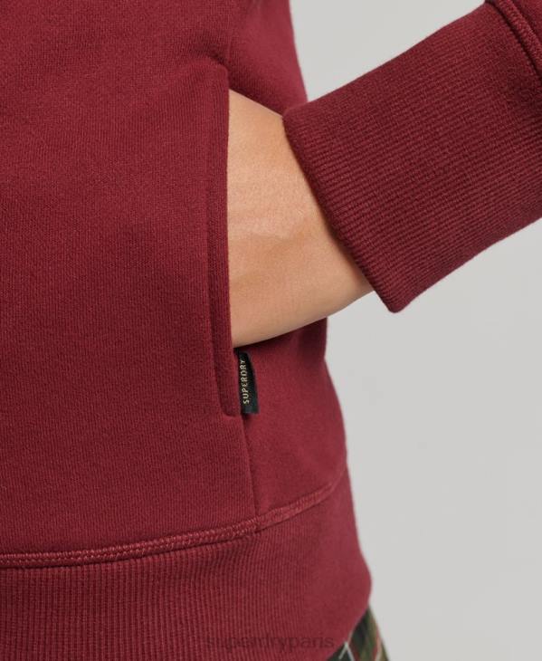 Superdry femmes sweat à capuche zippé à logo brodé de luxe D64Z6023 vêtements rouge
