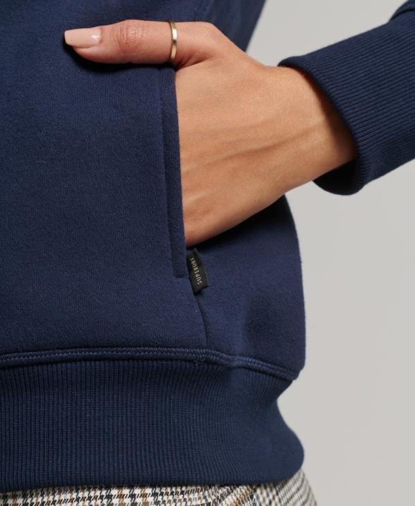 Superdry femmes sweat à capuche zippé à logo brodé de luxe D64Z6024 vêtements marine
