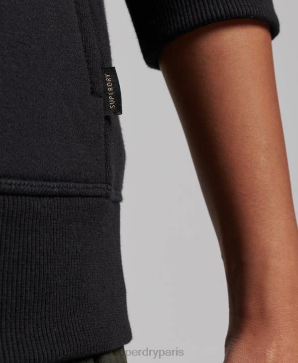 Superdry femmes sweat à capuche zippé à logo brodé de luxe D64Z6100 vêtements noir