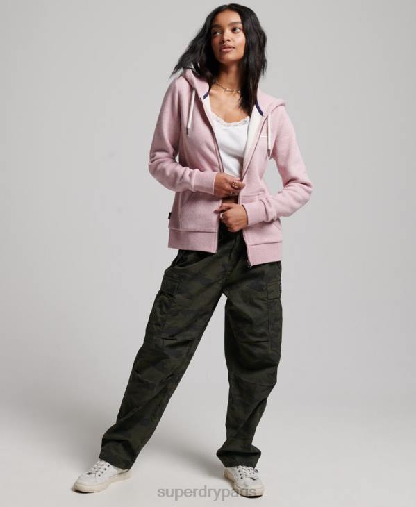 Superdry femmes sweat à capuche zippé à logo vintage D64Z2239 vêtements rose
