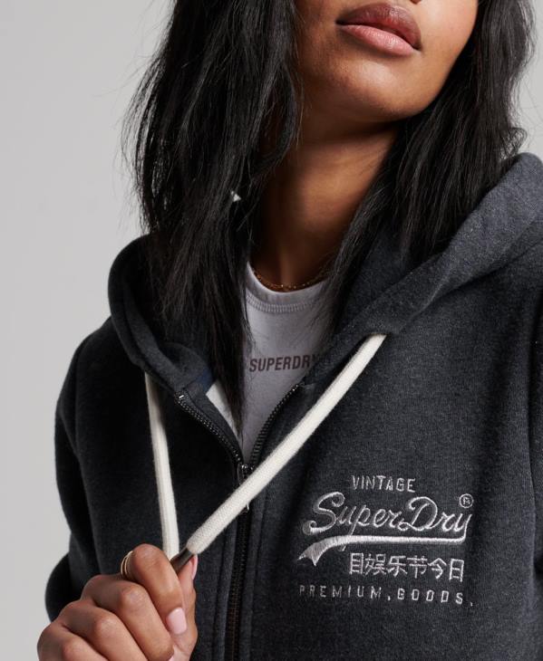 Superdry femmes sweat à capuche zippé à logo vintage D64Z2260 vêtements marine