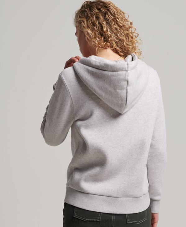 Superdry femmes sweat à capuche zippé à logo vintage D64Z2277 vêtements gris clair