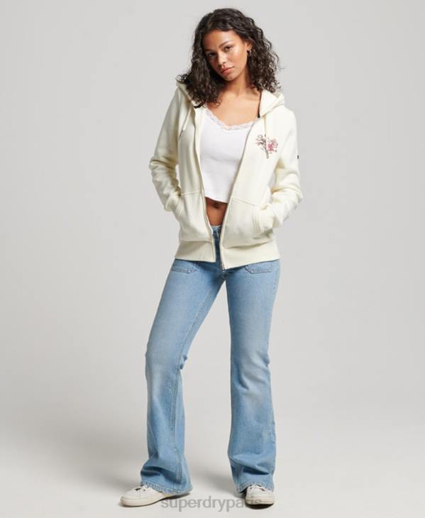 Superdry femmes sweat à capuche zippé à logo vintage D64Z2282 vêtements gris clair