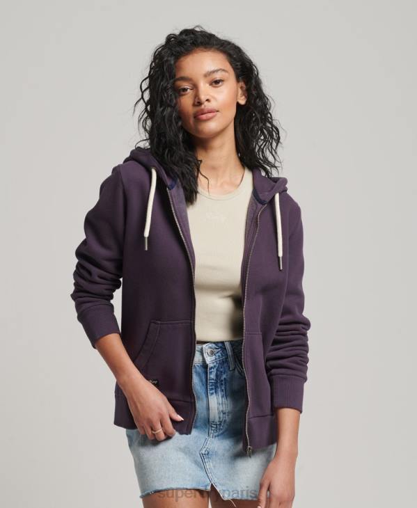 Superdry femmes sweat à capuche zippé à logo vintage D64Z3305 vêtements violet