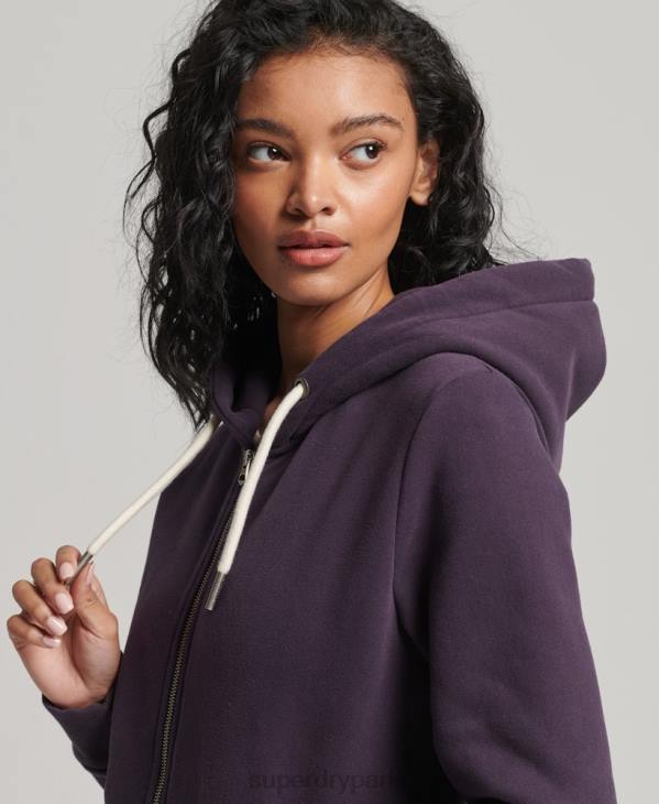 Superdry femmes sweat à capuche zippé à logo vintage D64Z3305 vêtements violet