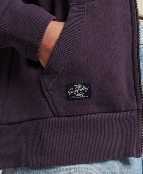 Superdry femmes sweat à capuche zippé à logo vintage D64Z3305 vêtements violet