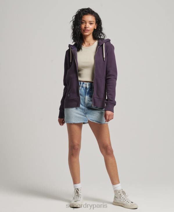 Superdry femmes sweat à capuche zippé à logo vintage D64Z3305 vêtements violet