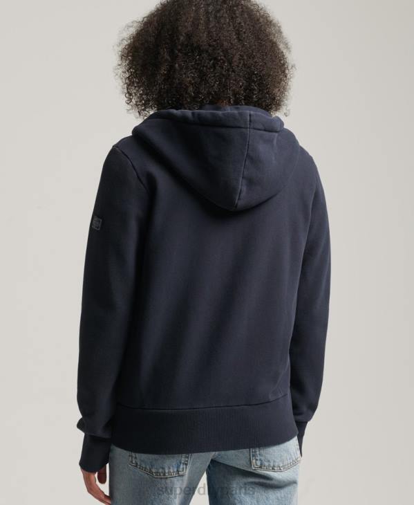 Superdry femmes sweat à capuche zippé à logo vintage D64Z6059 vêtements marine