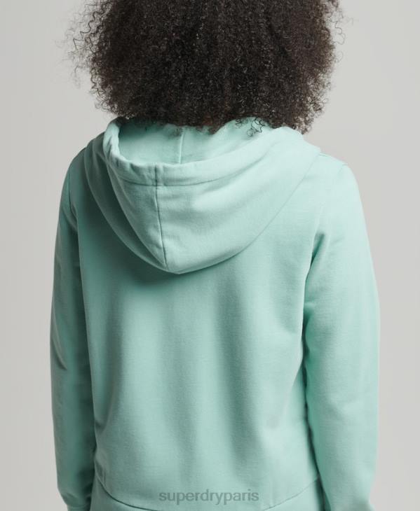 Superdry femmes sweat à capuche zippé à logo vintage D64Z6127 vêtements bleu clair