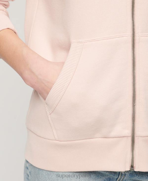 Superdry femmes sweat à capuche zippé à logo vintage japonais D64Z3287 vêtements rose