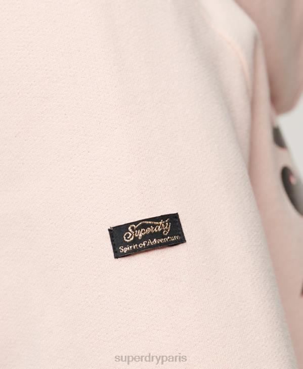 Superdry femmes sweat à capuche zippé à logo vintage japonais D64Z3287 vêtements rose