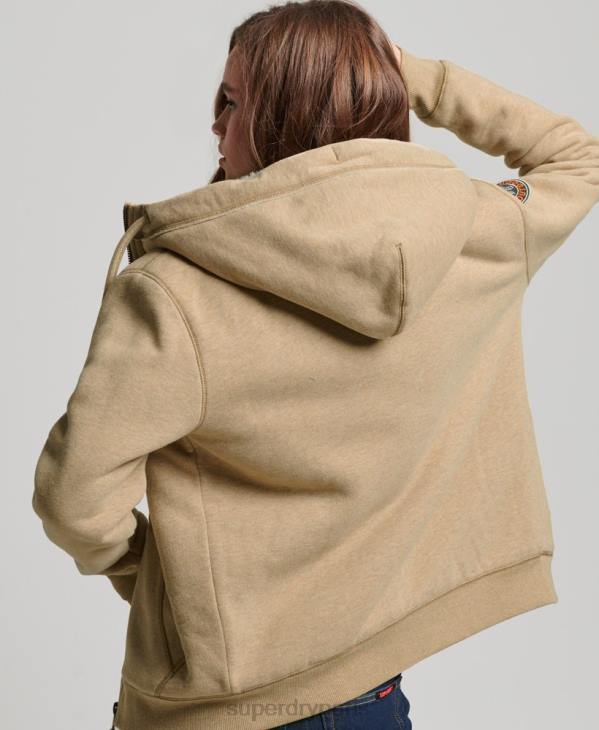 Superdry femmes sweat à capuche zippé ours borg noir en coton bio D64Z5793 vêtements bronzer