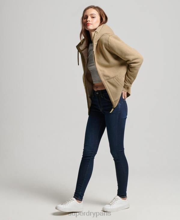 Superdry femmes sweat à capuche zippé ours borg noir en coton bio D64Z5793 vêtements bronzer