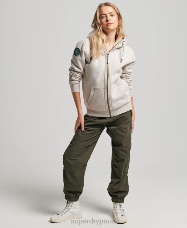 Superdry femmes sweat à capuche zippé ours borg noir en coton bio D64Z6093 vêtements gris clair