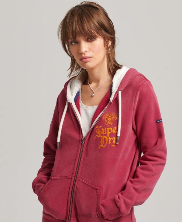 Superdry femmes sweat à capuche zippé pride and craft D64Z6005 vêtements rouge