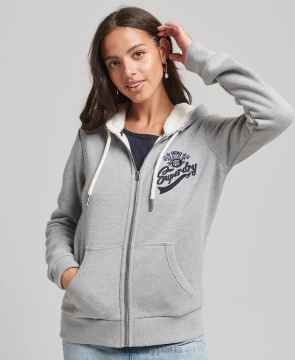 Superdry femmes sweat à capuche zippé pride and craft D64Z6154 vêtements gris