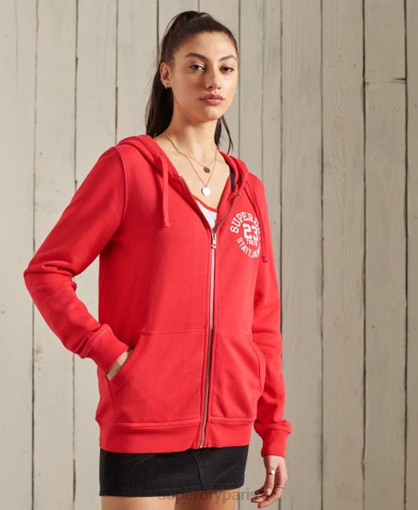 Superdry femmes sweat à capuche zippé superstate D64Z3506 vêtements rouge