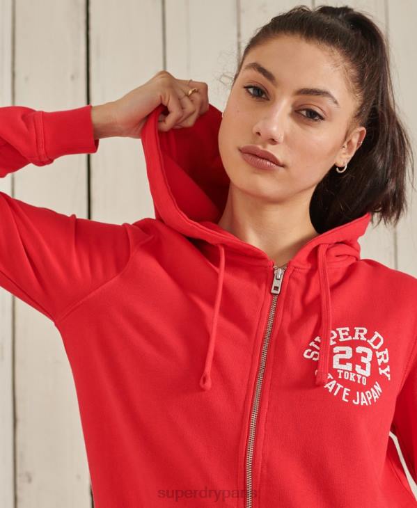 Superdry femmes sweat à capuche zippé superstate D64Z3506 vêtements rouge