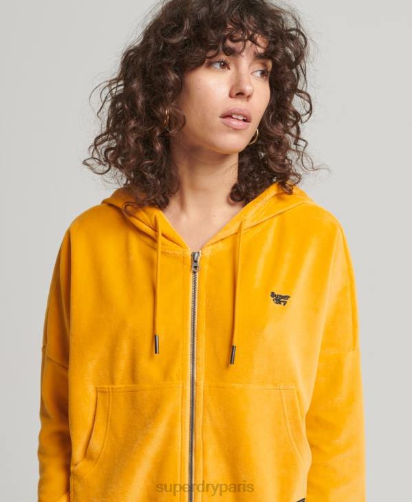 Superdry femmes sweat à capuche zippé vintage D64Z3439 vêtements or