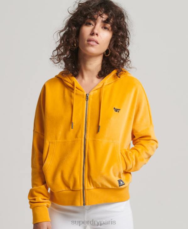 Superdry femmes sweat à capuche zippé vintage D64Z3439 vêtements or