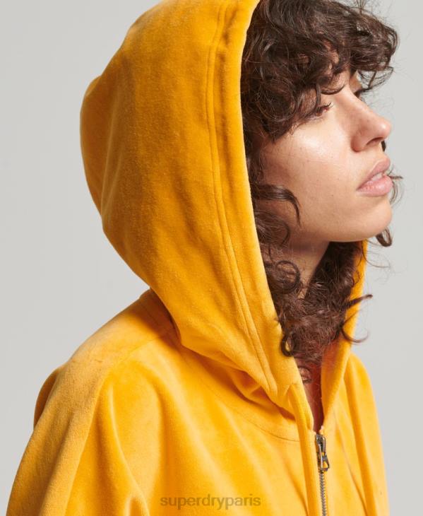 Superdry femmes sweat à capuche zippé vintage D64Z3439 vêtements or