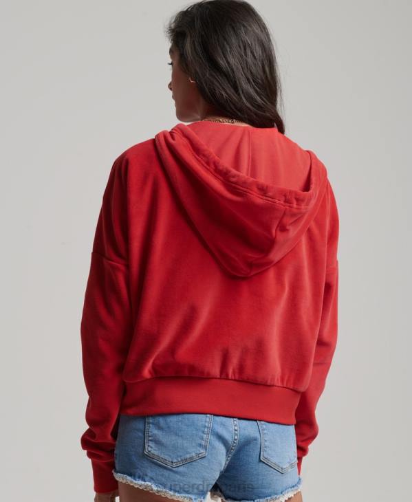 Superdry femmes sweat à capuche zippé vintage D64Z6010 vêtements rouge