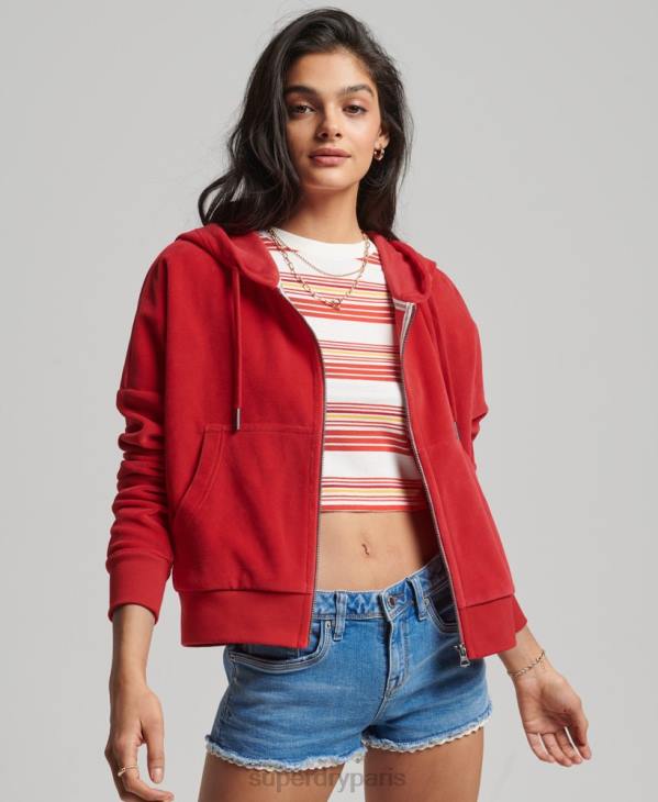 Superdry femmes sweat à capuche zippé vintage D64Z6010 vêtements rouge