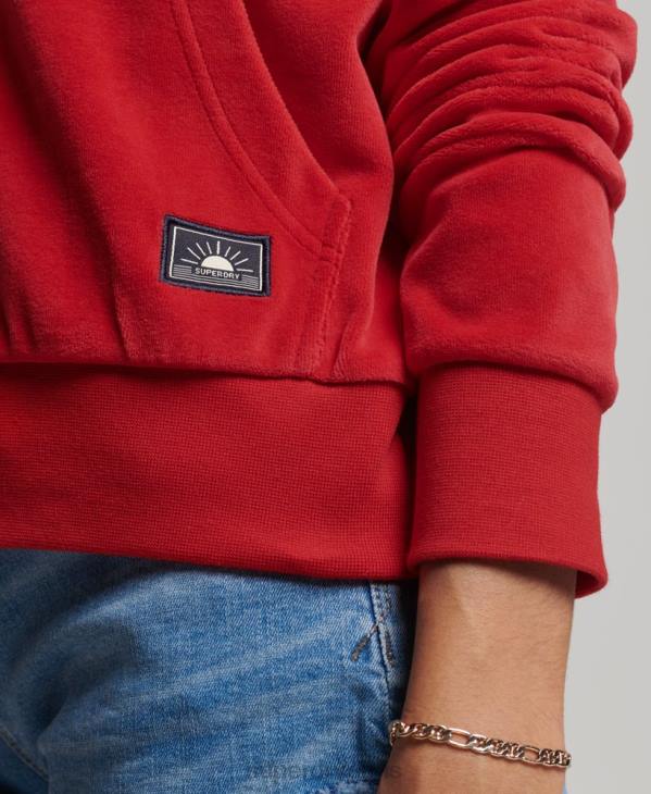 Superdry femmes sweat à capuche zippé vintage D64Z6010 vêtements rouge
