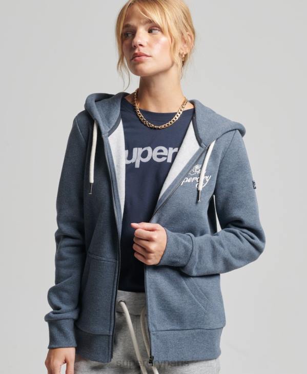 Superdry femmes sweat à capuche zippé vintage Pride in Craft D64Z6123 vêtements marine