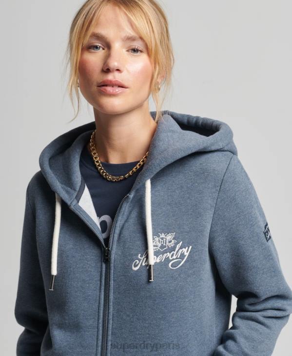 Superdry femmes sweat à capuche zippé vintage Pride in Craft D64Z6123 vêtements marine