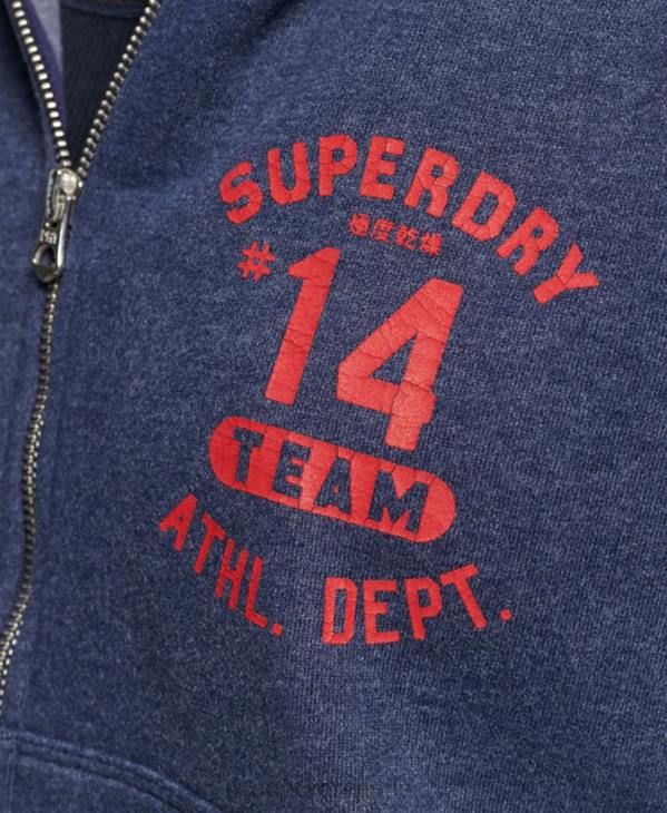 Superdry femmes sweat à capuche zippé vintage college D64Z5869 vêtements marine
