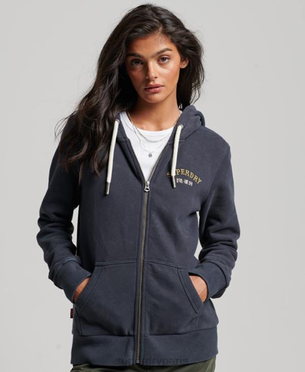 Superdry femmes sweat à capuche zippé vintage merch store D64Z3310 vêtements noir