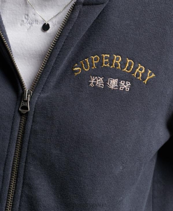 Superdry femmes sweat à capuche zippé vintage merch store D64Z3310 vêtements noir
