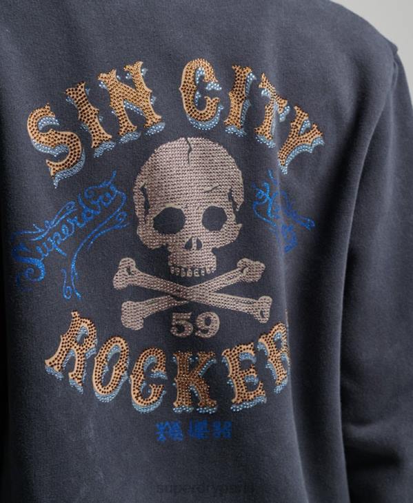 Superdry femmes sweat à capuche zippé vintage merch store D64Z3310 vêtements noir