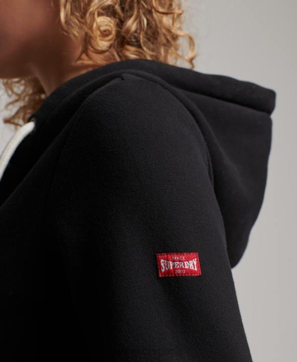 Superdry femmes sweat à capuche zippé vintage scripted college D64Z2293 vêtements noir
