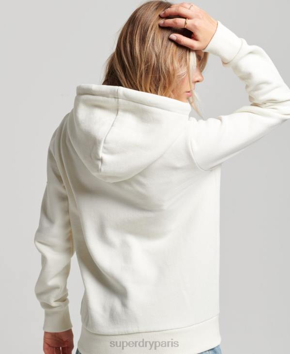 Superdry femmes sweat à capuche zippé vintage scripted college D64Z2319 vêtements blanc