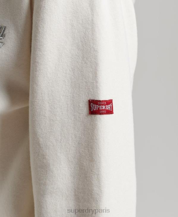 Superdry femmes sweat à capuche zippé vintage scripted college D64Z2319 vêtements blanc